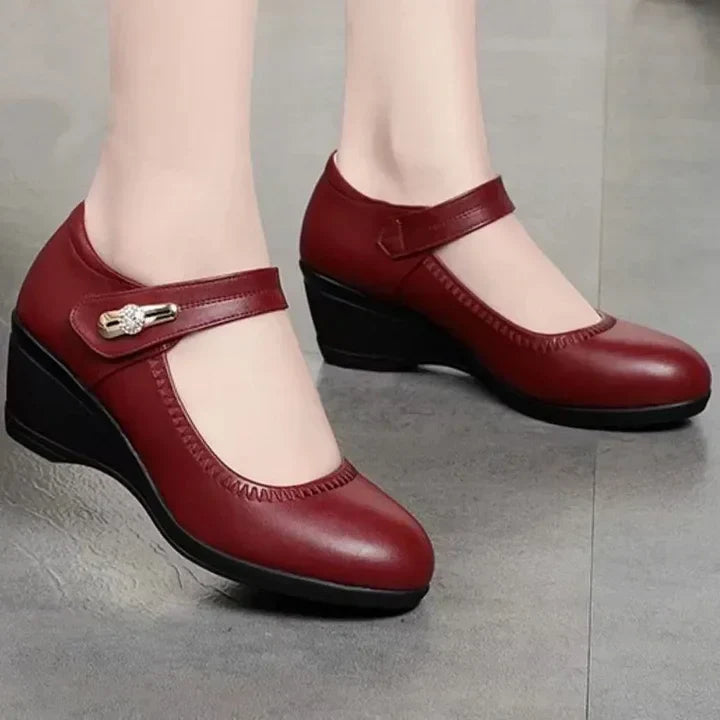 Women's Orthopaedic Leather Mary Jane Wedge Comfort Shoes