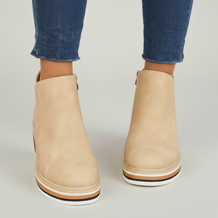 Women's Orthopedic Leather Wedge Ankle Boots