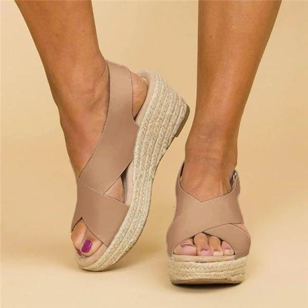 Women's Orthopedic Espadrille Wedge Sandals Ankle Strap