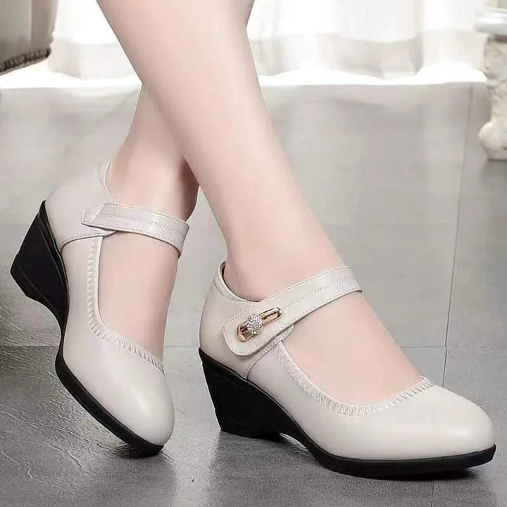 Women's Orthopaedic Leather Mary Jane Wedge Comfort Shoes