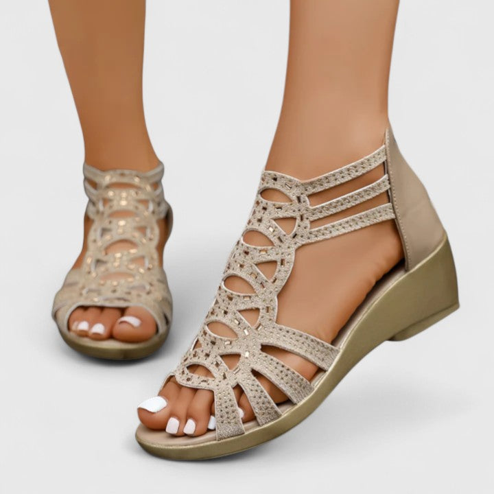 Women's Orthopedic Cutout Wedge Sandals Embellished