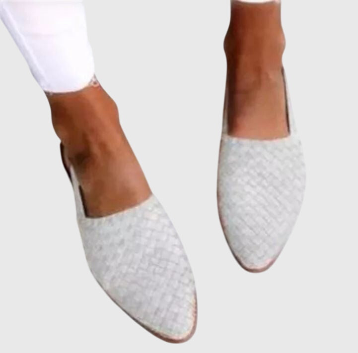 Women's Orthopedic Woven Pointed Toe Loafer Shoes Flat