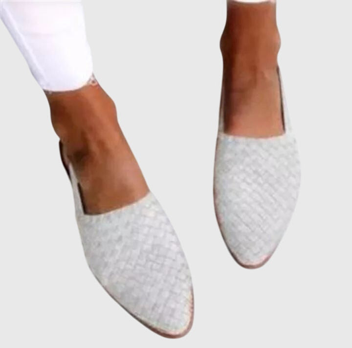 Women's Orthopedic Woven Pointed Toe Loafer Shoes Flat