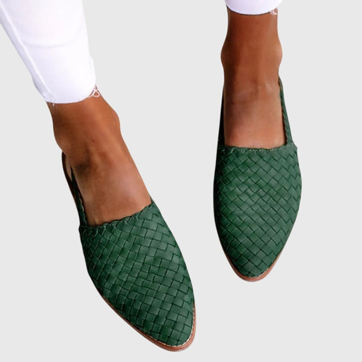 Women's Orthopedic Woven Pointed Toe Loafer Shoes Flat