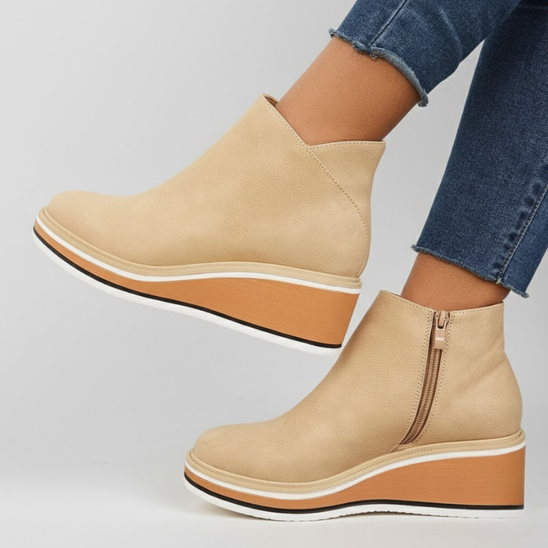 Women's Orthopedic Leather Wedge Ankle Boots