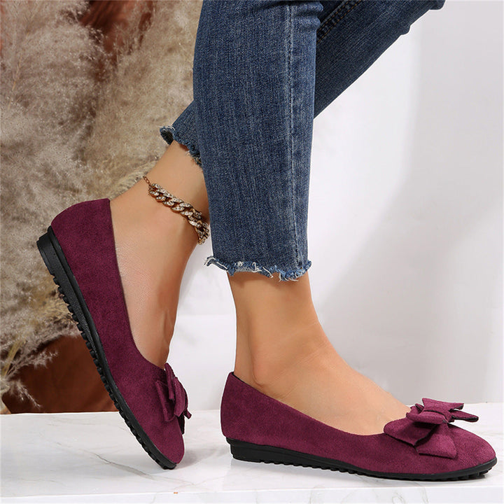 Women's Orthopaedic Bow Detail Suede Ballet Shoes