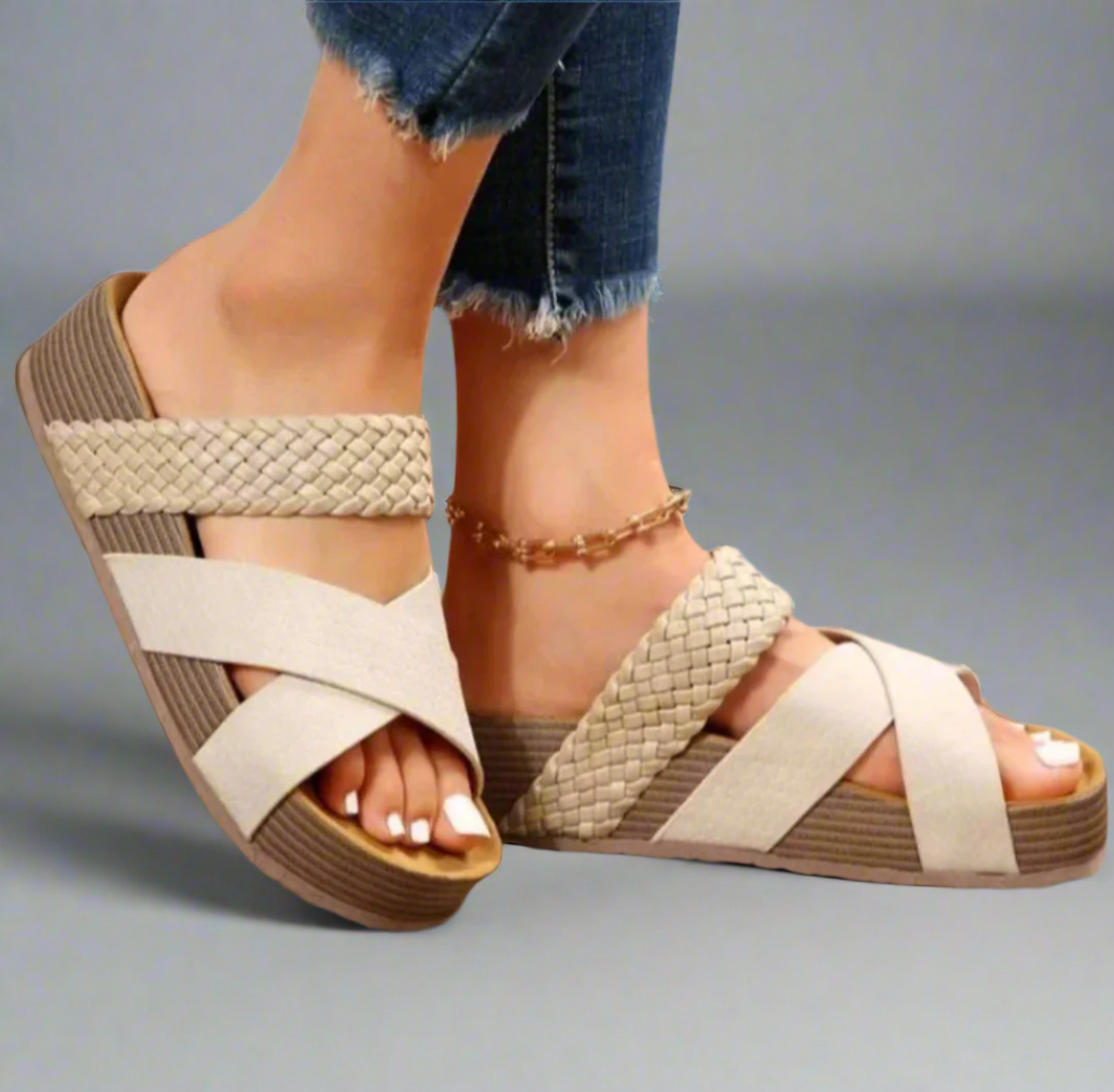 Women's Orthopaedic Slip-On Crisscross Platform Sandals