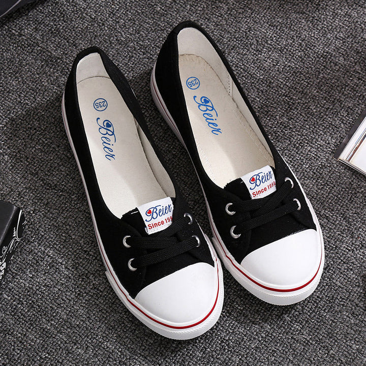 Women's Canvas Lace-Up Flat Shoes Breathable Everyday