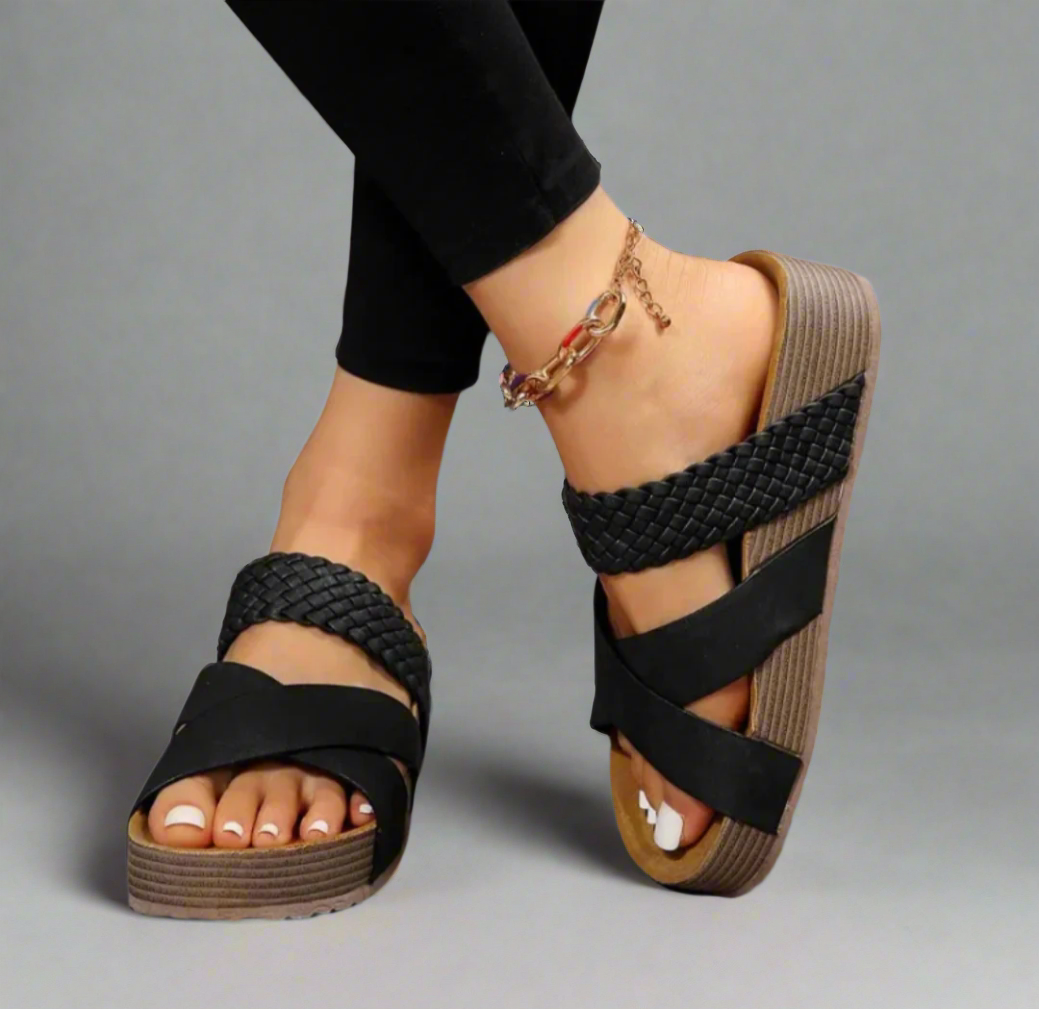 Women's Orthopaedic Slip-On Crisscross Platform Sandals