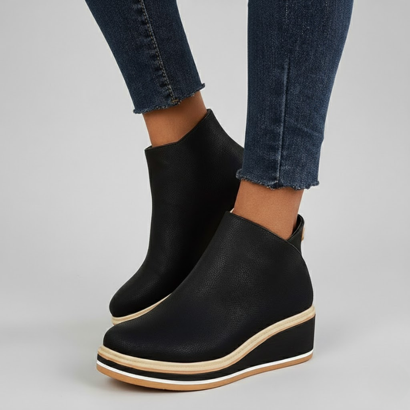 Women's Orthopedic Leather Wedge Ankle Boots