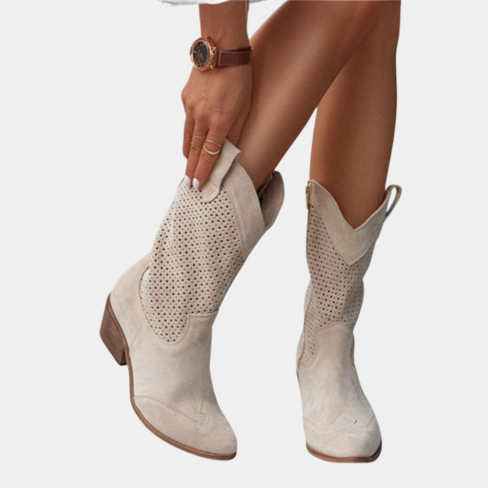 Women's Cowboy Orthopaedic Knee High Boots Perforated