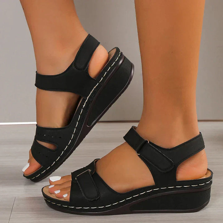 Women's Orthopaedic Cutout Strap Hook-and-Loop Wedge Sandals