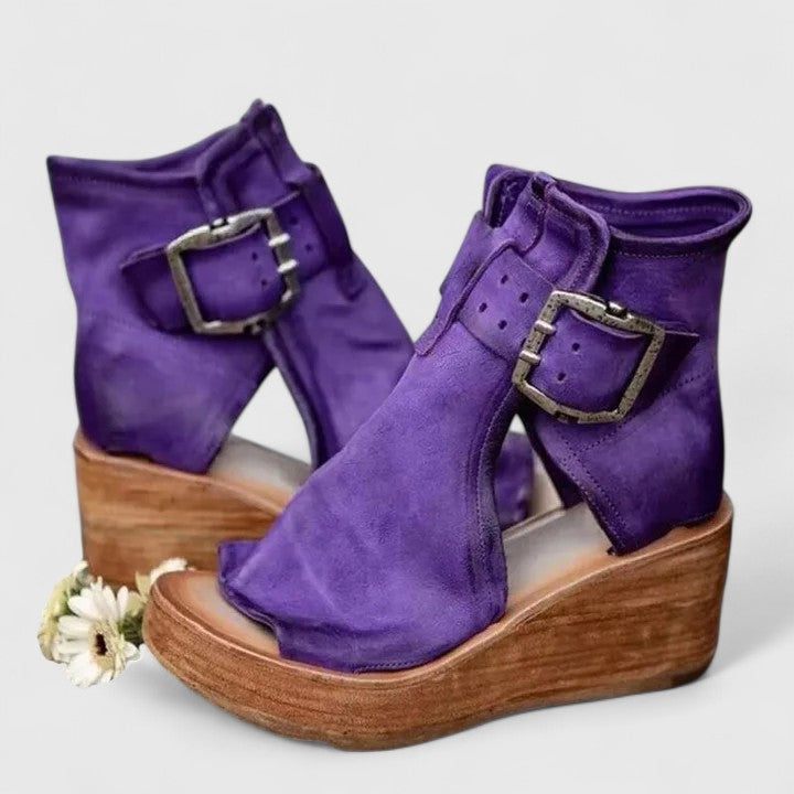 Women's Orthopaedic Buckle Strap Open Toe Wedge Boots