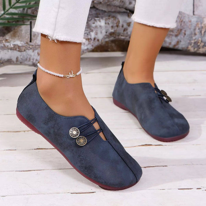 Women's Orthopaedic Slip-On Flat Shoes with Button Elastic Detail