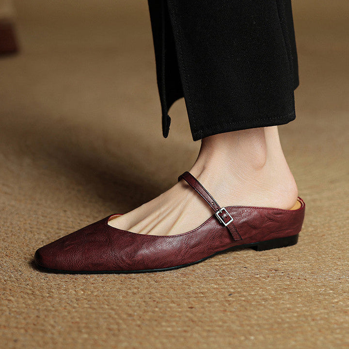 Women's Orthopaedic Genuine Leather Pointed Toe Mary Jane Mules