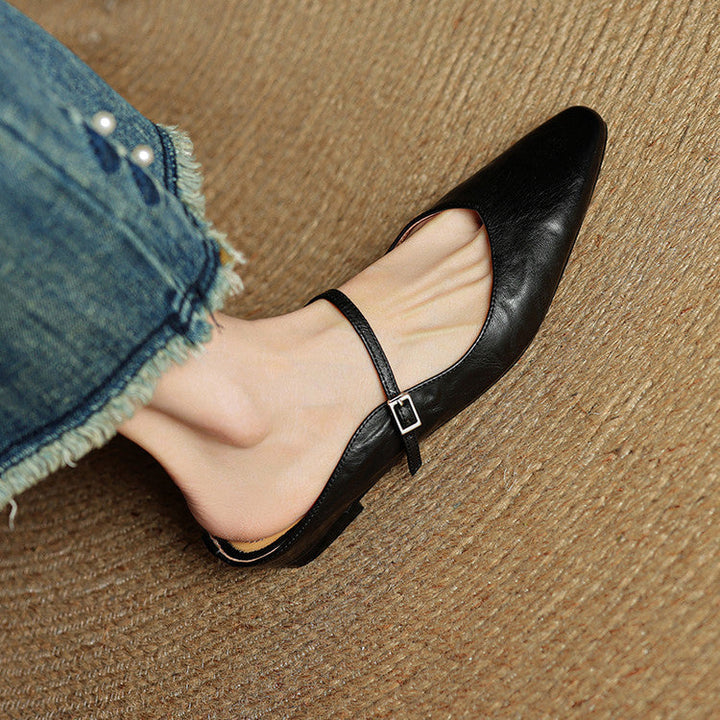 Women's Orthopaedic Genuine Leather Pointed Toe Mary Jane Mules