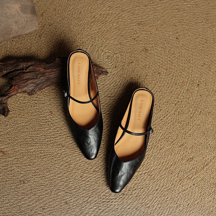 Women's Orthopaedic Genuine Leather Pointed Toe Mary Jane Mules