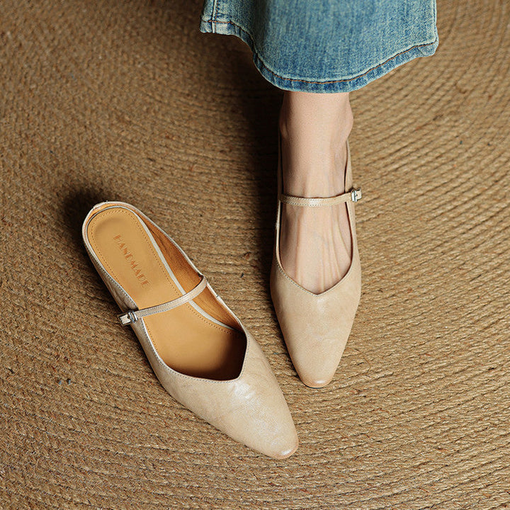Women's Orthopaedic Genuine Leather Pointed Toe Mary Jane Mules