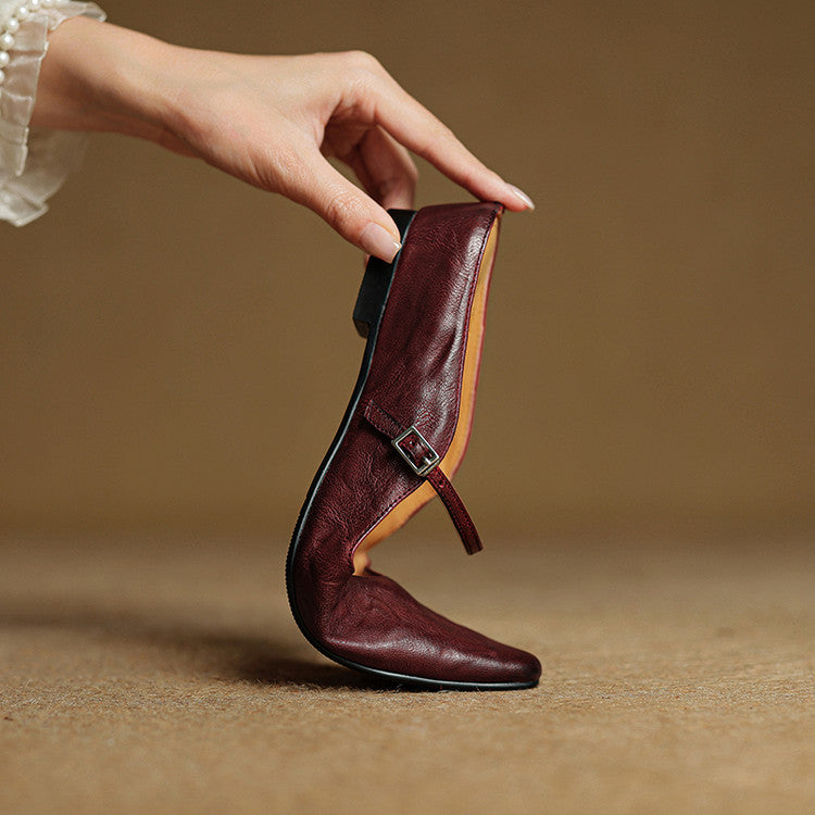 Women's Orthopaedic Genuine Leather Pointed Toe Mary Jane Mules