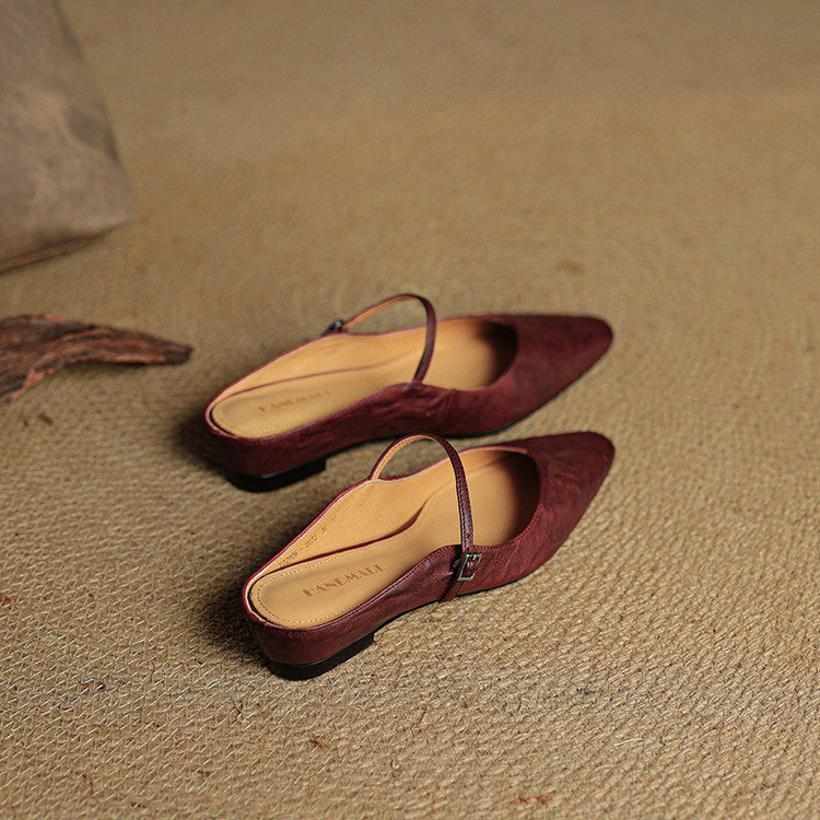 Women's Orthopaedic Genuine Leather Pointed Toe Mary Jane Mules