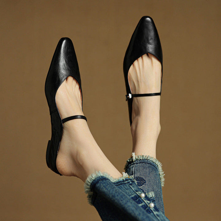 Women's Orthopaedic Genuine Leather Pointed Toe Mary Jane Mules
