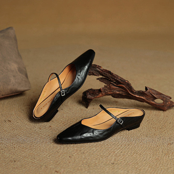 Women's Orthopaedic Genuine Leather Pointed Toe Mary Jane Mules