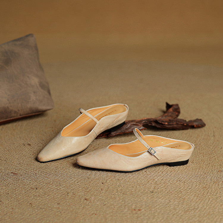 Women's Orthopaedic Genuine Leather Pointed Toe Mary Jane Mules