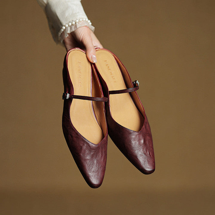 Women's Orthopaedic Genuine Leather Pointed Toe Mary Jane Mules