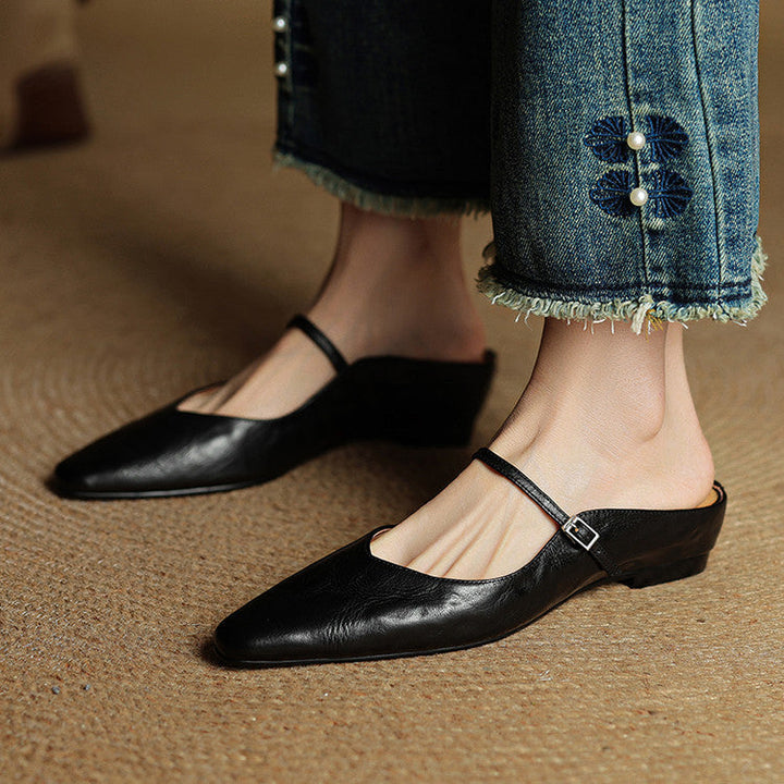 Women's Orthopaedic Genuine Leather Pointed Toe Mary Jane Mules