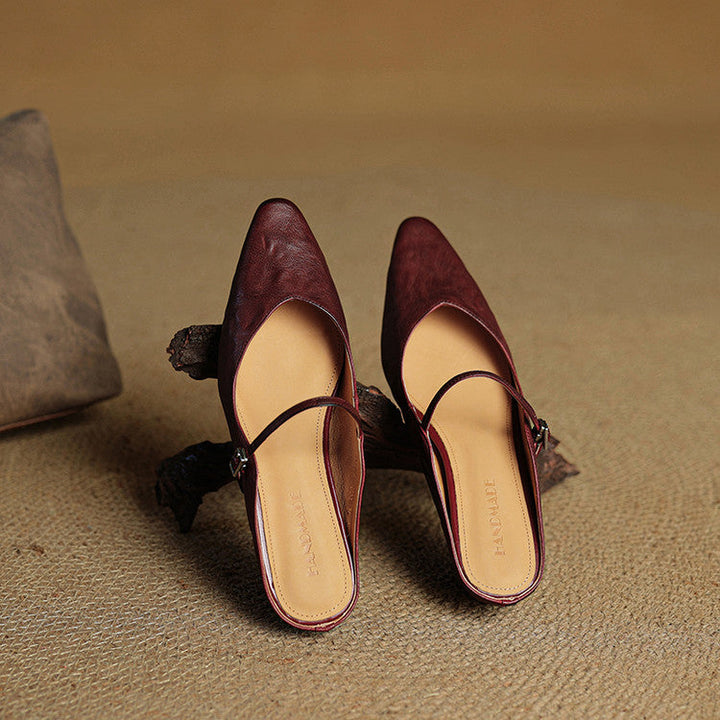 Women's Orthopaedic Genuine Leather Pointed Toe Mary Jane Mules
