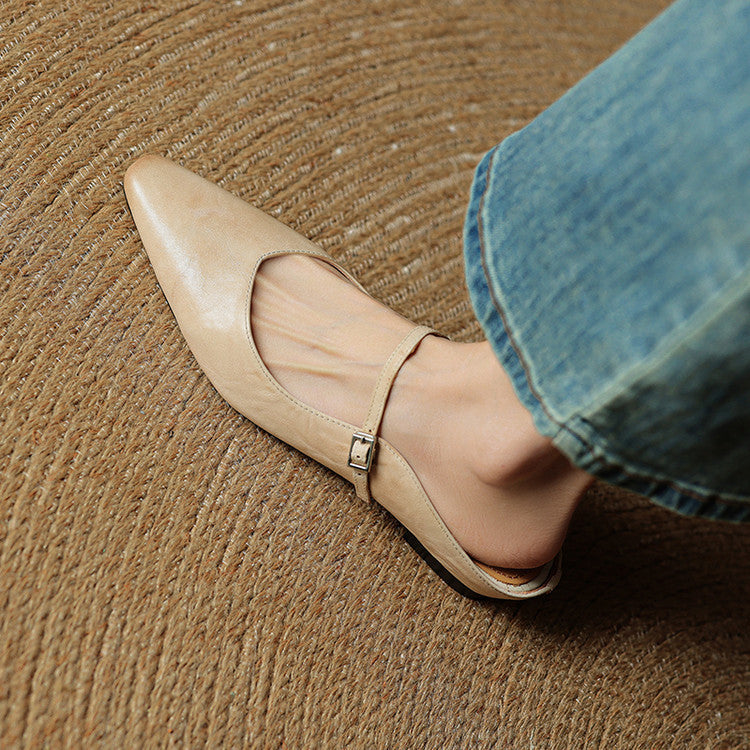 Women's Orthopaedic Genuine Leather Pointed Toe Mary Jane Mules