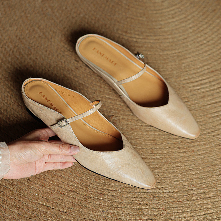 Women's Orthopaedic Genuine Leather Pointed Toe Mary Jane Mules
