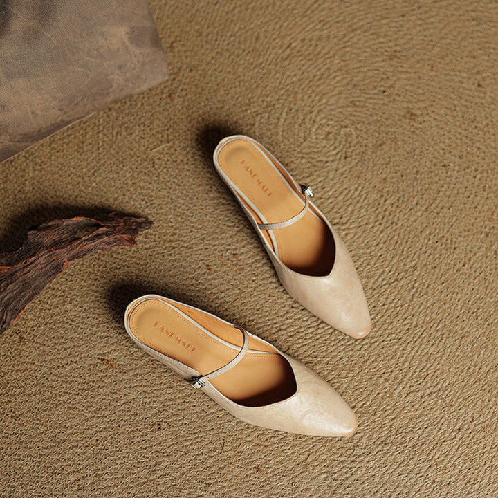 Women's Orthopaedic Genuine Leather Pointed Toe Mary Jane Mules
