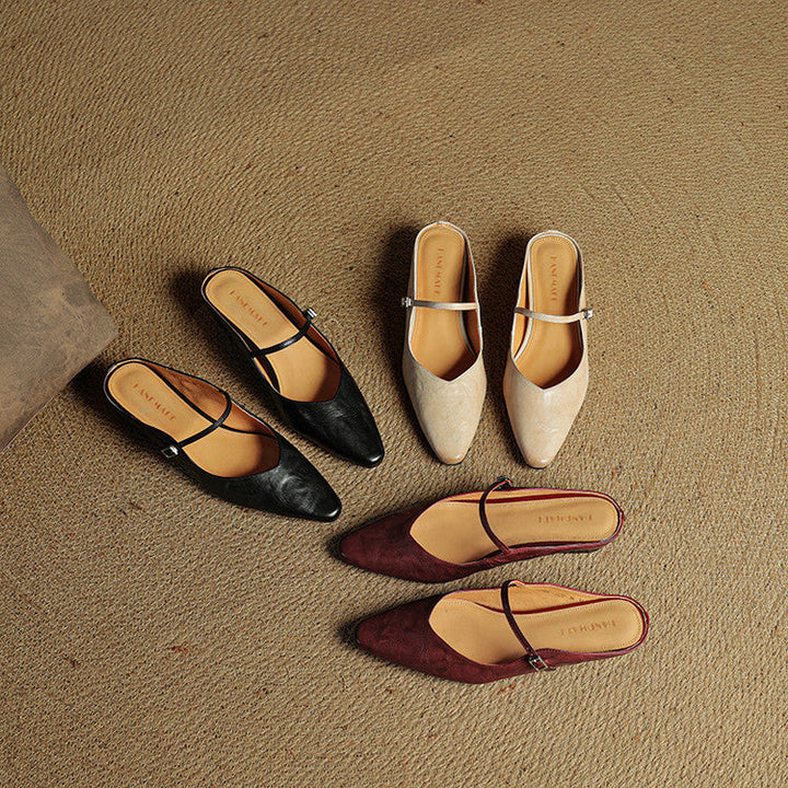 Women's Orthopaedic Genuine Leather Pointed Toe Mary Jane Mules