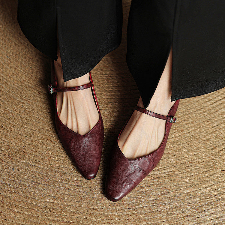 Women's Orthopaedic Genuine Leather Pointed Toe Mary Jane Mules