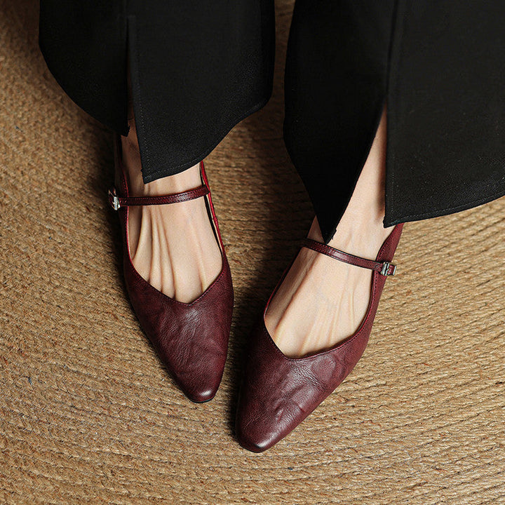 Women's Orthopaedic Genuine Leather Pointed Toe Mary Jane Mules