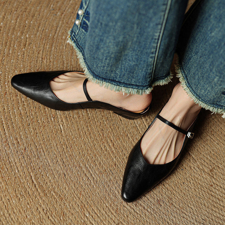Women's Orthopaedic Genuine Leather Pointed Toe Mary Jane Mules