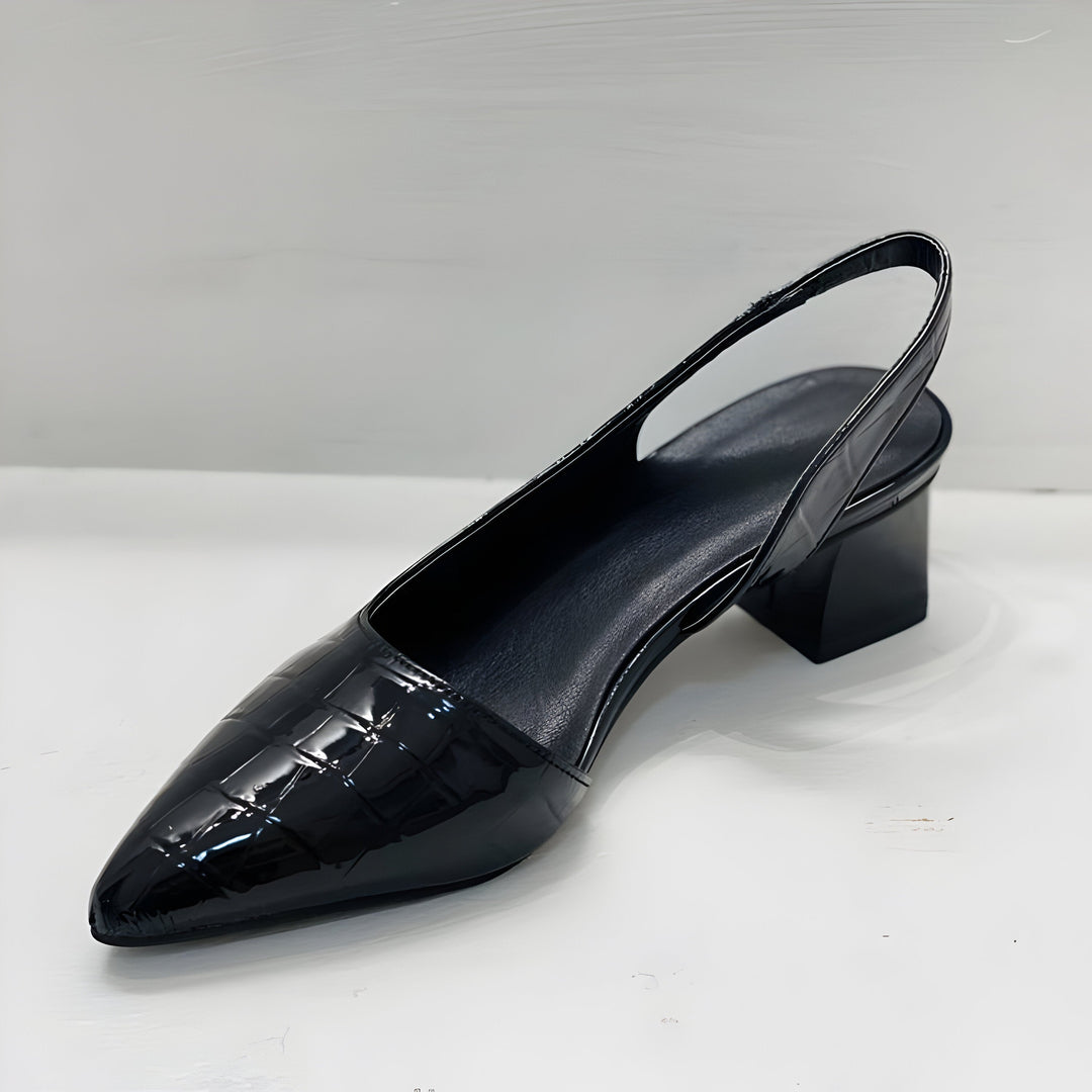 Women's Orthopaedic Croc Embossed Pointed Toe Slingback Heels