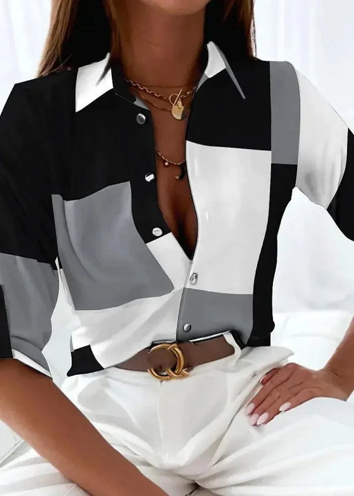 Women's Contemporary Colour Block Print Blouse