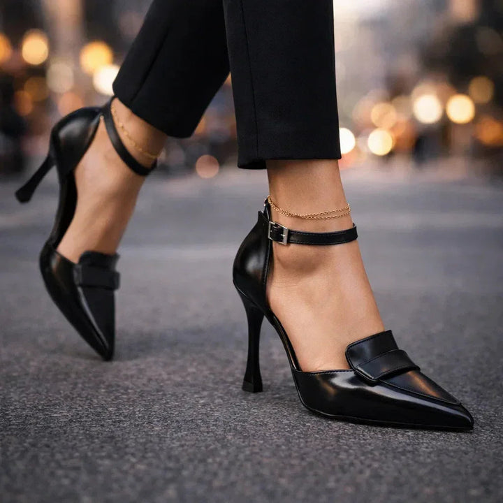 Women's Pointed Toe Ankle Strap Buckle Heels