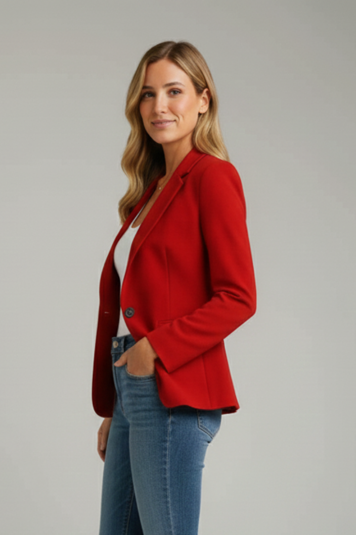 Women's Blazer with Notched Lapel and Single Button