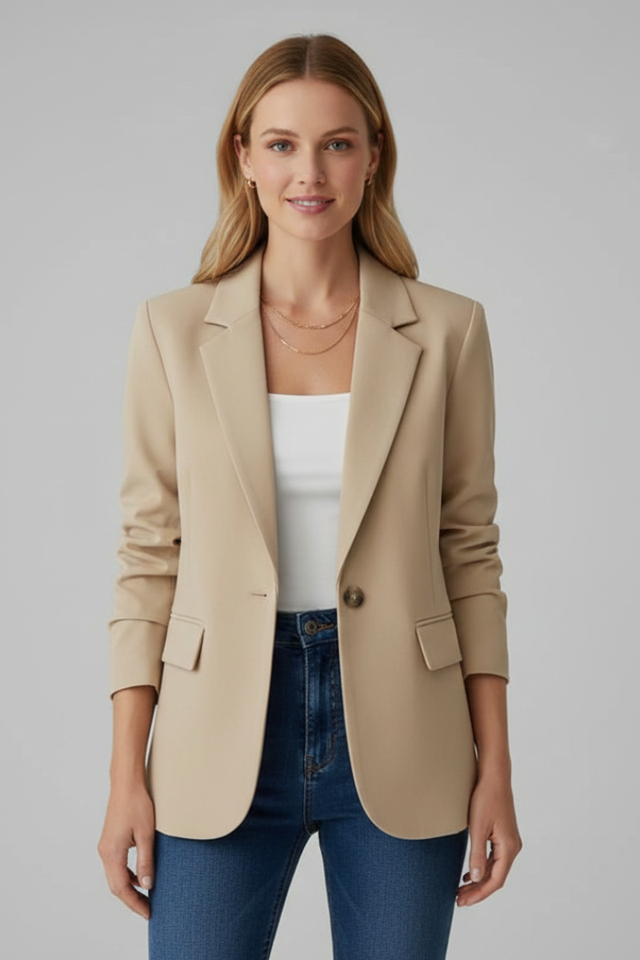 Women's Blazer with Notched Lapel and Single Button