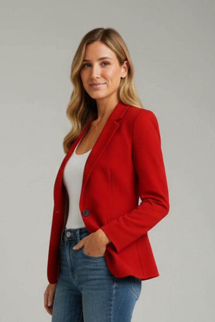 Women's Blazer with Notched Lapel and Single Button