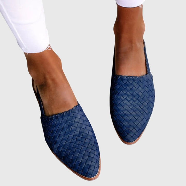 Women's Orthopedic Woven Pointed Toe Loafer Shoes Flat
