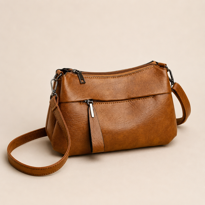 Women's Leather Crossbody Bag with Zip Pockets
