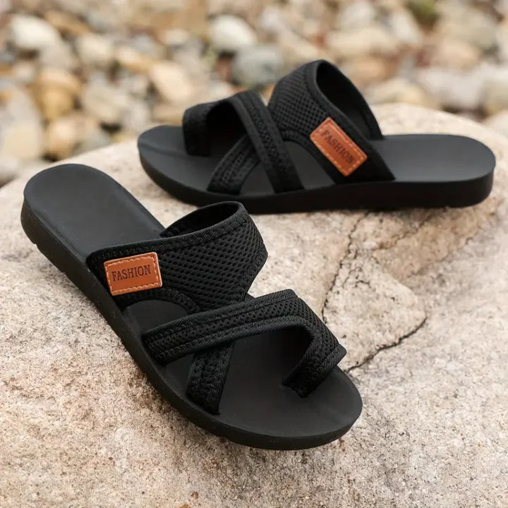Women's Orthopaedic Crisscross Mesh Strap Flat Slide Sandals