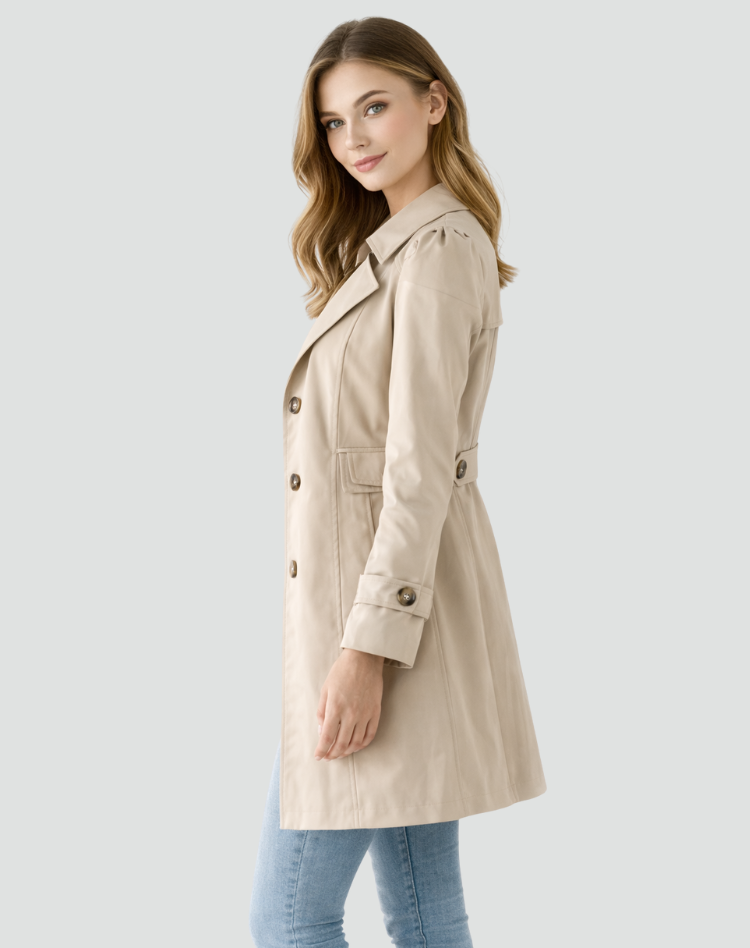 Women's Trench Coat Slim Fit Lightweight Classic Notched Collar