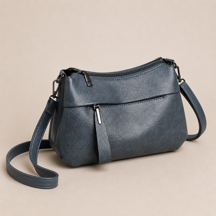 Women's Leather Crossbody Bag with Zip Pockets