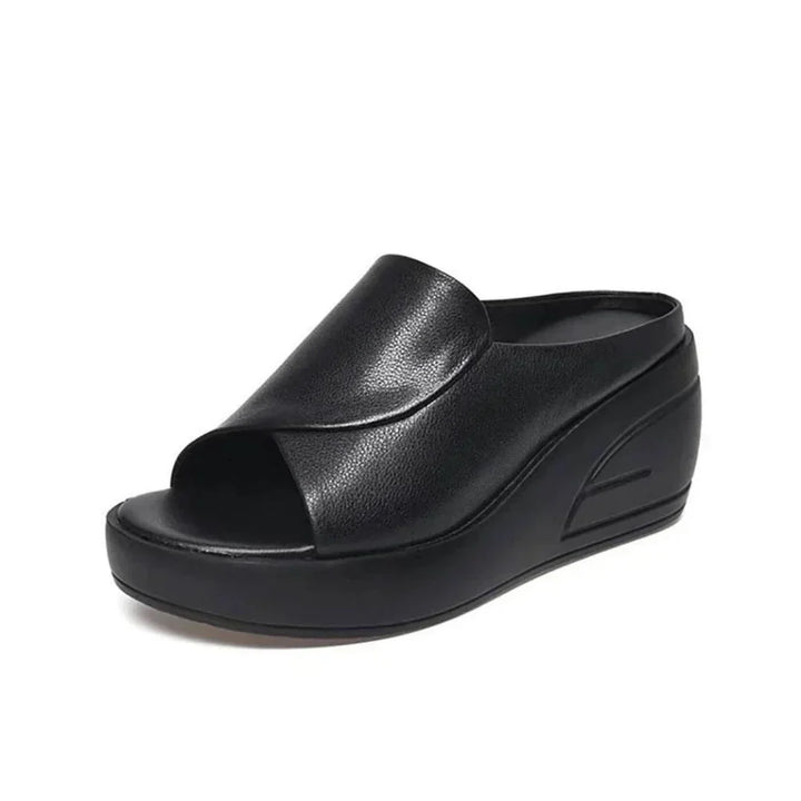 Women's Orthopaedic Leather Slip-On Wedge Sandals