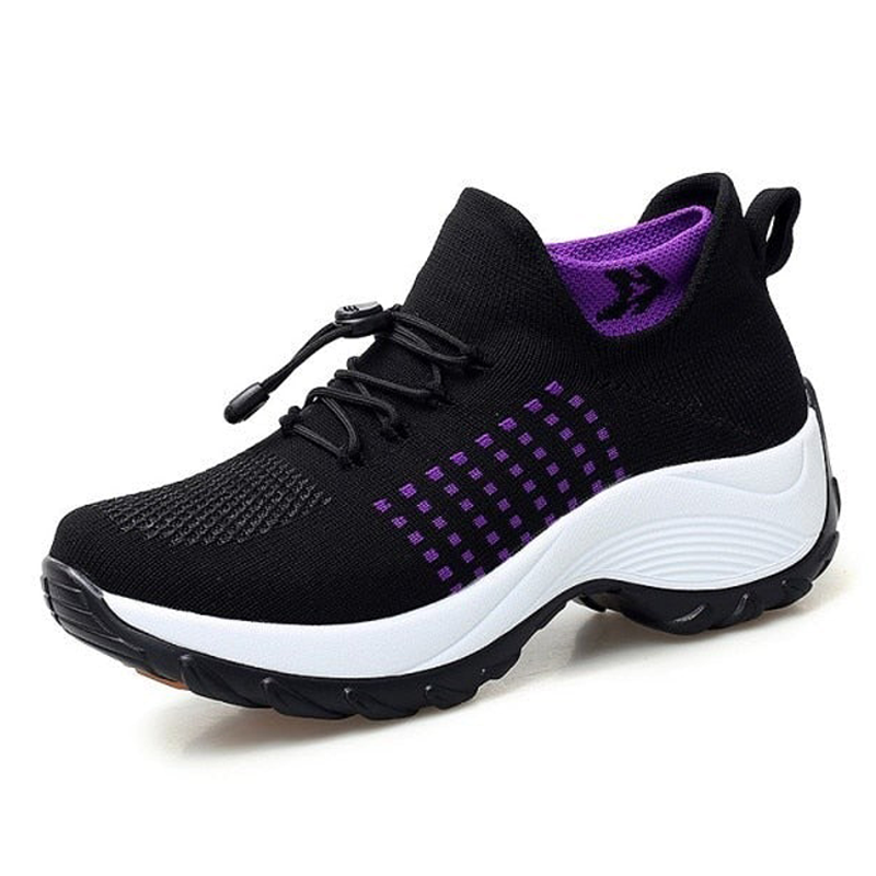Women's Orthopaedic Knit Shoes Platform Lace Up Wide Fit